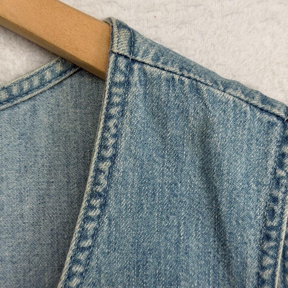 EDDIE BAUER Dress XL Denim Jumper Pinafore Shift Sleeveless Cotton Blue HK VTG - Picture 8 of 14